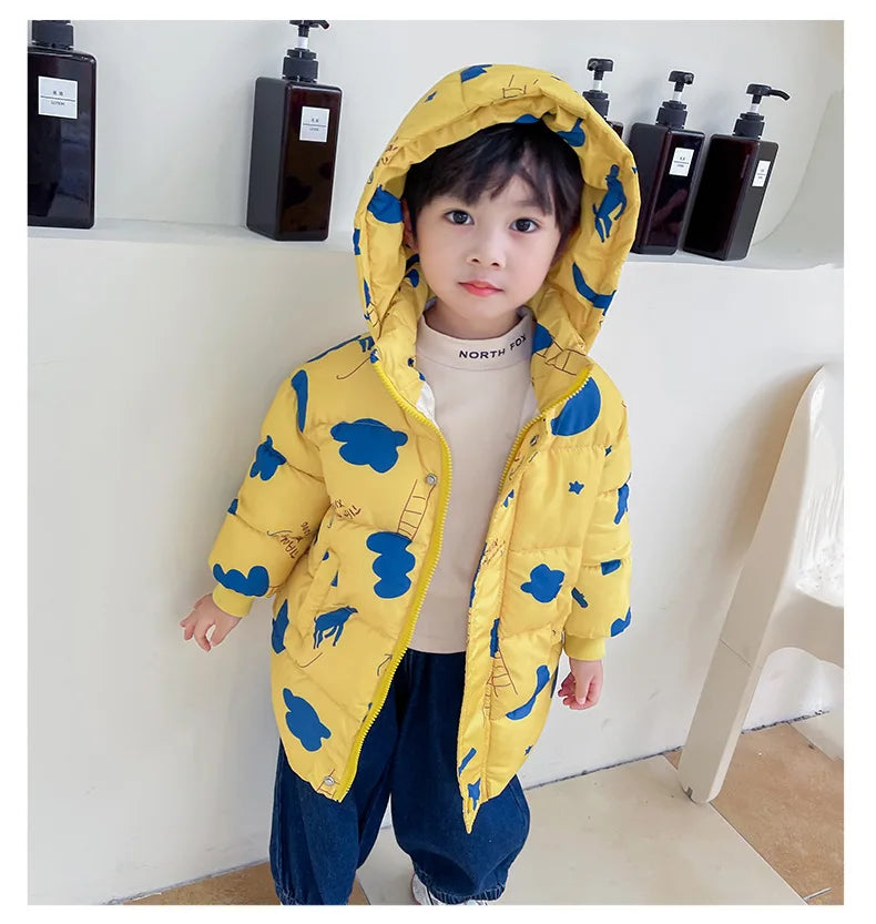 New Girls Boys Down Jacket Winter Coats Children Clothes Hooded Windbreaker Coat For Kids 2-7 Years Cotton Warm Outerwear Kids