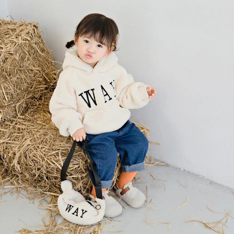 2-9 Year Kids Girls Boys Hoodies Sweatshirt Autumn Winter Warm Fleece Top Fashion Long Sleeve Pullover Sweater Children Clothing