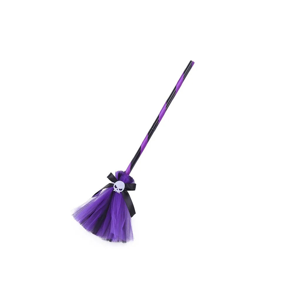 Halloween New Witch Dress Cosplay Costume Dress for Girl Carnival Party Dress Hat Broom Fancy Clothes Suit