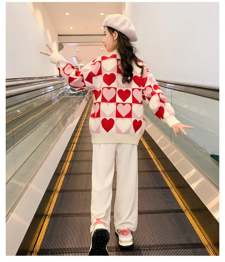 Girls Sweater Thickened Autumn Winter New Children's Fashion Knitted Top Christmas Winter Clothes for Girls 4 10 12 14 Years Old