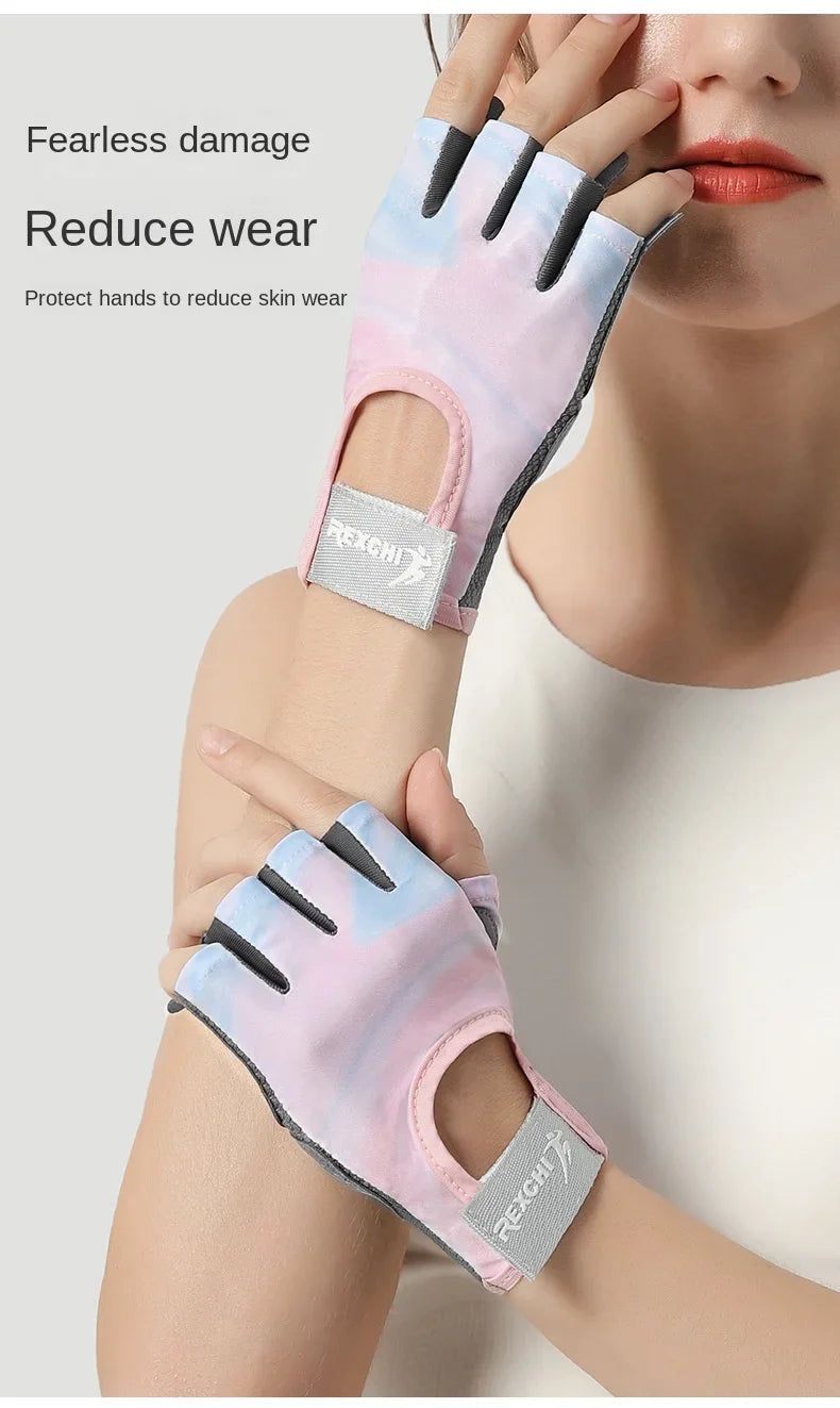 Women's Sports Gloves Fitness Outdoor Sports Anti Slip and Shock-absorbing Half Finger Gloves Durable and Breathable