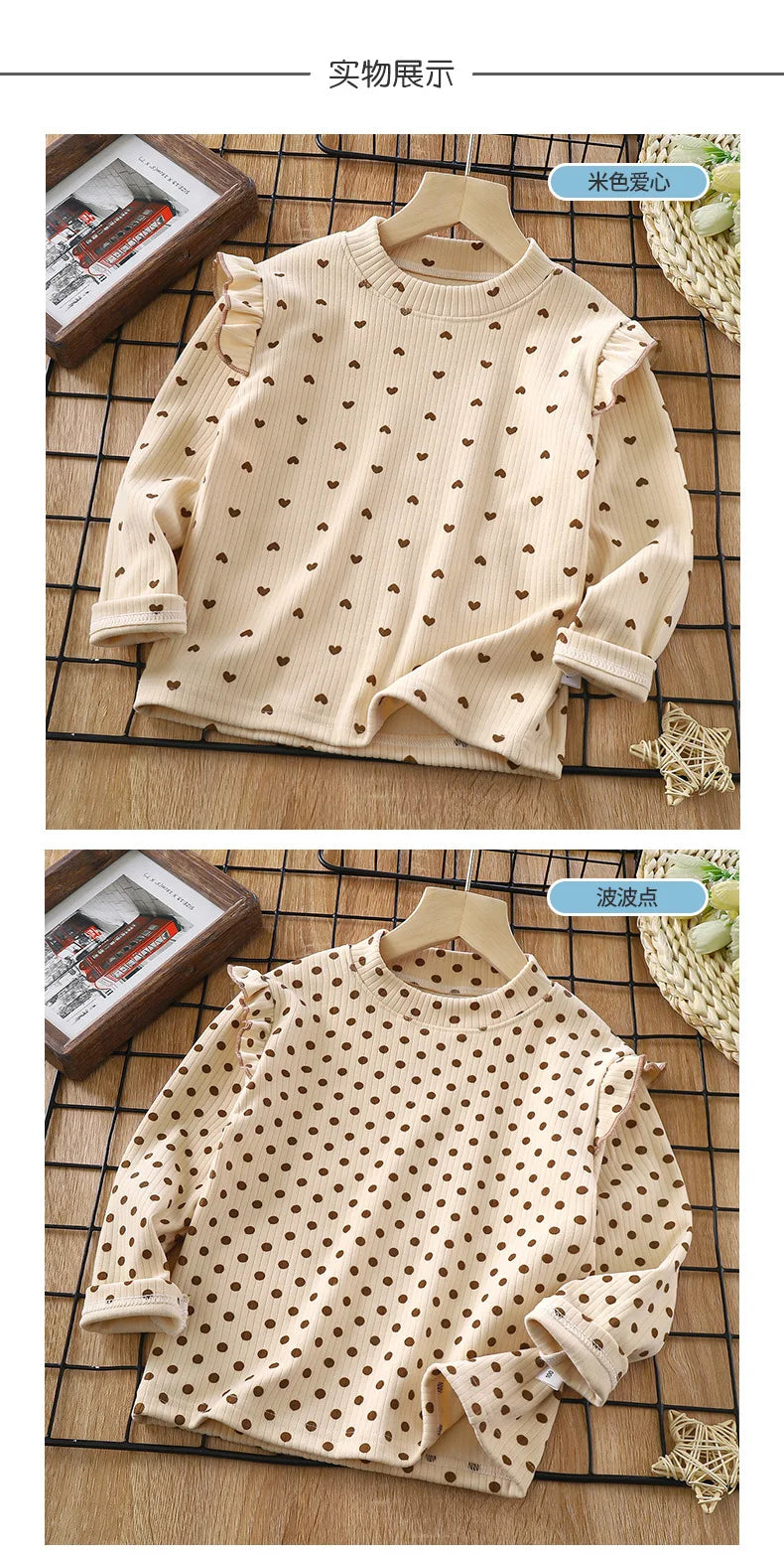 Girls Autumn Floral Bottoming Shirt Girls Flying Sleeves T-shirt Little Girl Wild Net Red Baby Kids Bottoming Shirt