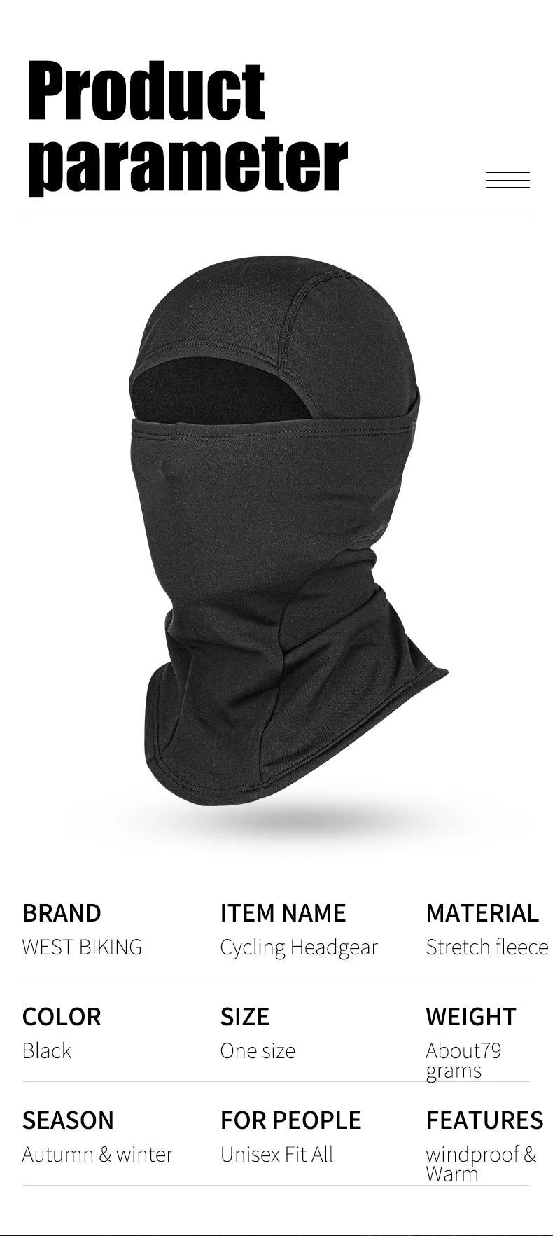 WEST BIKING Winter Cycling Scarf Fleece Keep Warm Balaclava Men Women Bicycle Hat Headwear Ski Helmet Liner Windproof Sport Cap
