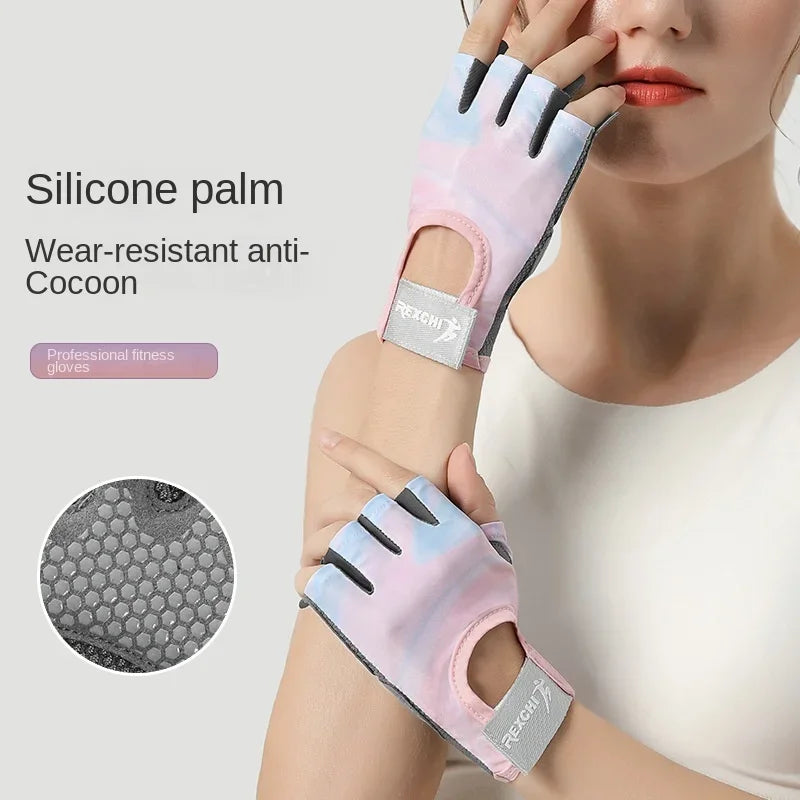 Women's Sports Gloves Fitness Outdoor Sports Anti Slip and Shock-absorbing Half Finger Gloves Durable and Breathable