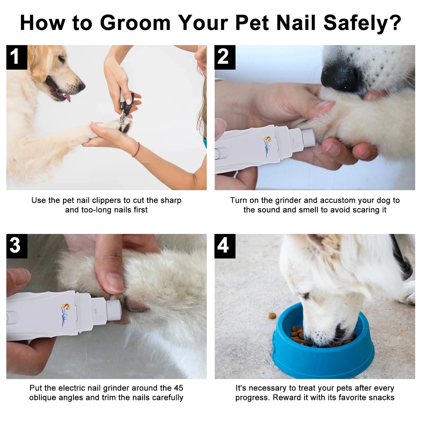 Dog Nail Grinder USB Rechargeable Electric Pet Nail Grinder & Trimmer Painless Lime For Dog Nails Quiet 2-Speed Pets Nail File