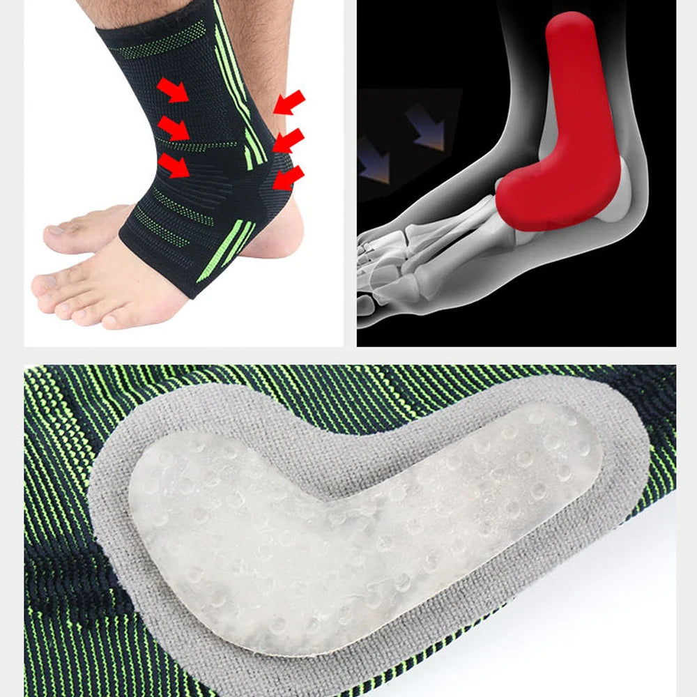 1Pcs Ankle Compression Sleeve for Women/Men,Ankle Brace with Silicone Gel, Toeless Compression Sock for Arch & Heel Pain Relief