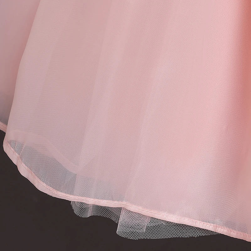 Girls White Cake Layers Dresses Kids Pull Sleeve Elegant Party Wedding Birthday Tutu Princess Vestidos Children Summer Clothes