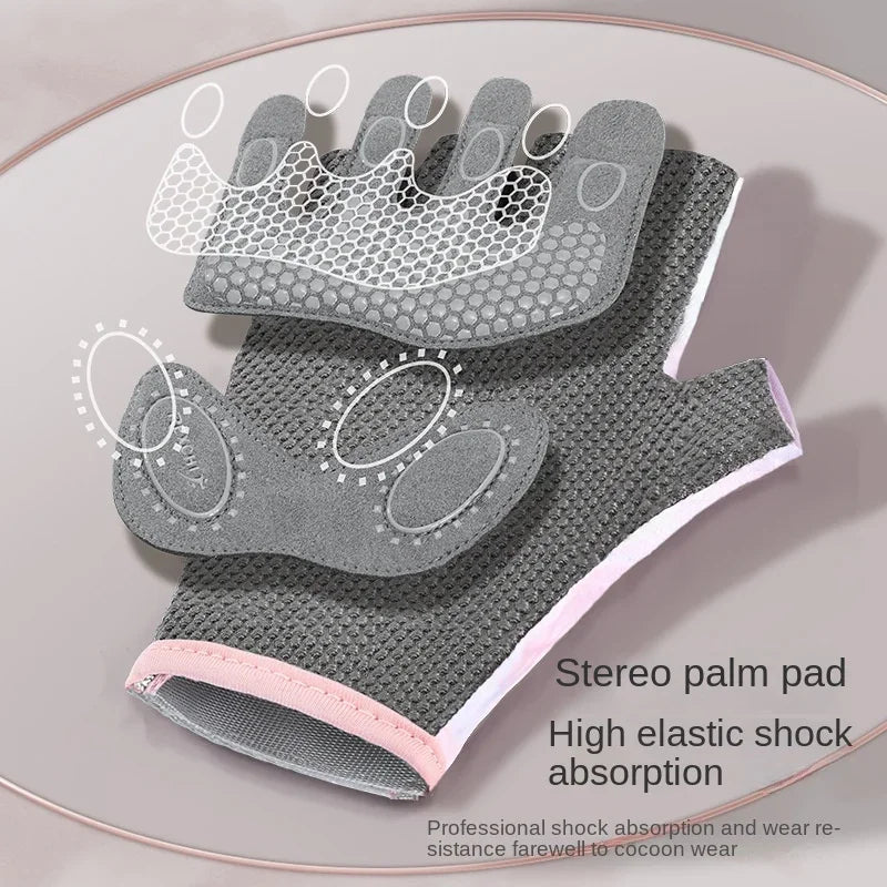 Women's Sports Gloves Fitness Outdoor Sports Anti Slip and Shock-absorbing Half Finger Gloves Durable and Breathable