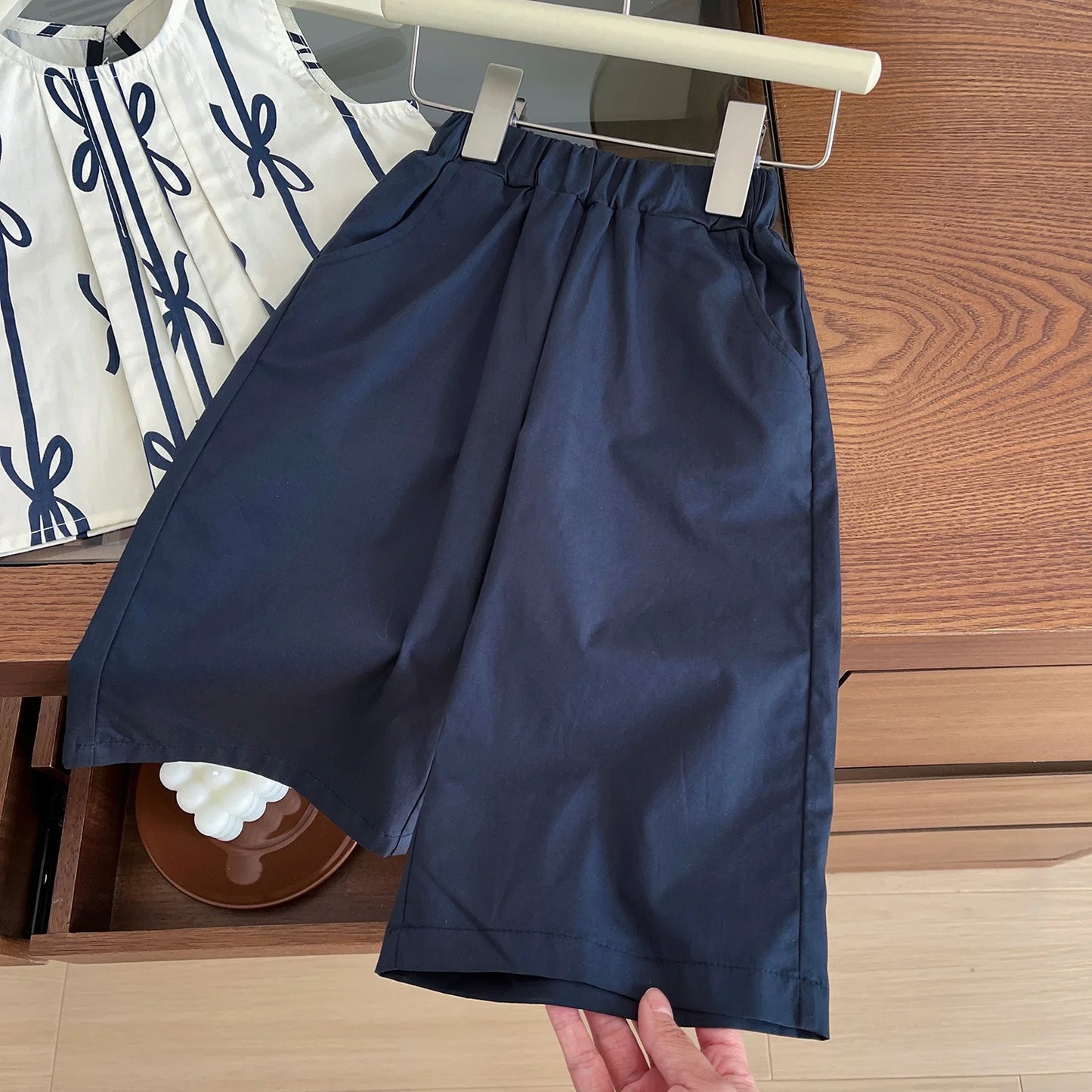 Children's Clothing Sets Bow Print Sleeveless Top + Wide-leg Pants 2pcs Kids Clothes for Girls Set 2 To 7 Years Outfit Set