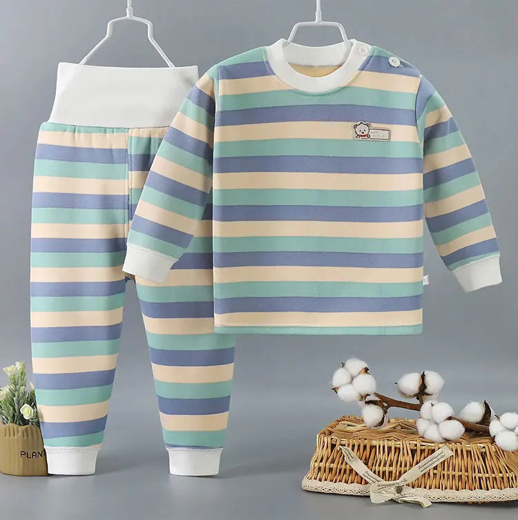 Thicken Warm Plush Children Sets Kids Clothes Boy Girl Underwear Suits Autumn Winter Children Clothinng Tops Hight Waist Pants