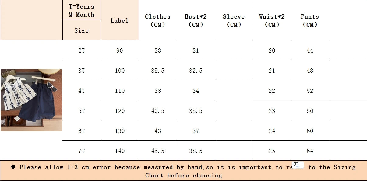 Children's Clothing Sets Bow Print Sleeveless Top + Wide-leg Pants 2pcs Kids Clothes for Girls Set 2 To 7 Years Outfit Set