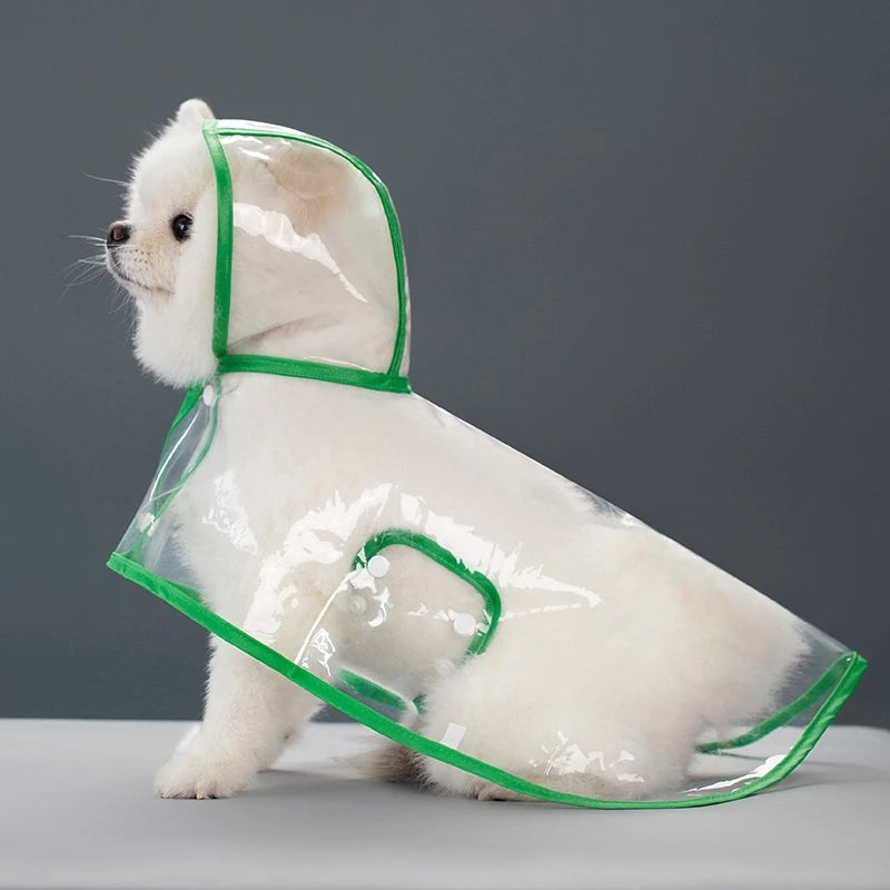 New Raincoat Pet Transparent Outgoing Raincoat Thickened Windproof and Waterproof Large, Medium, and Small Dog Clothes Plastic F