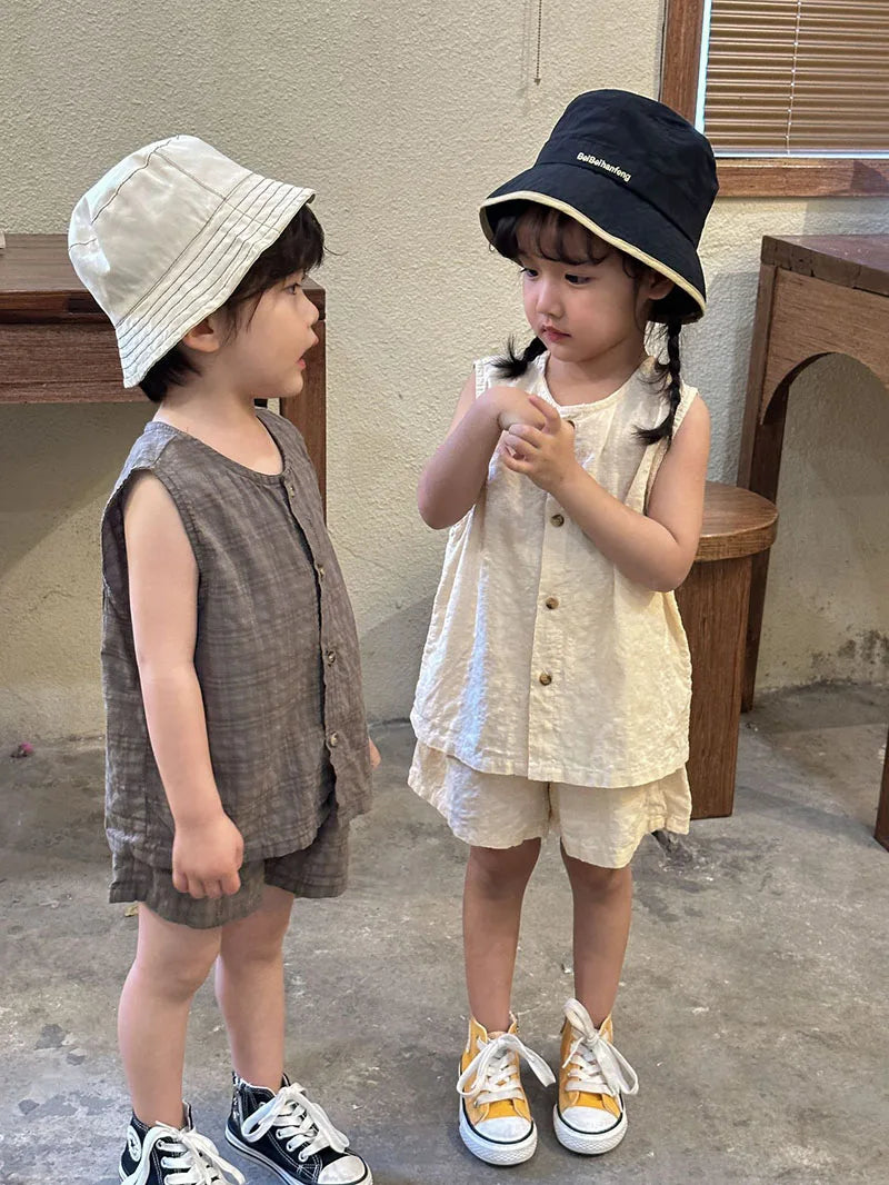 MILANCEL Summer Kids Clothing Set Boys Vest And Shorts 2 Pcs Suit Casual Girls Clothes Set