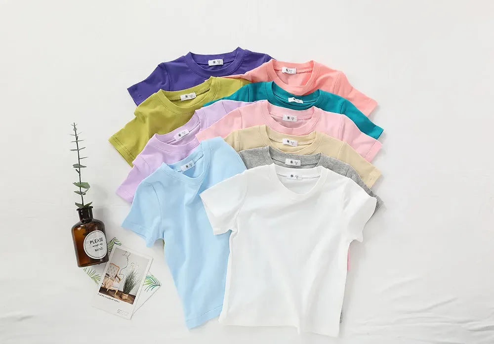 2-7T Toddler Kid Tshirt Summer Cotton Baby Boy Girls Clothes Short Sleeve Tee Top Casual Infant T Shirt Childrens Outfit