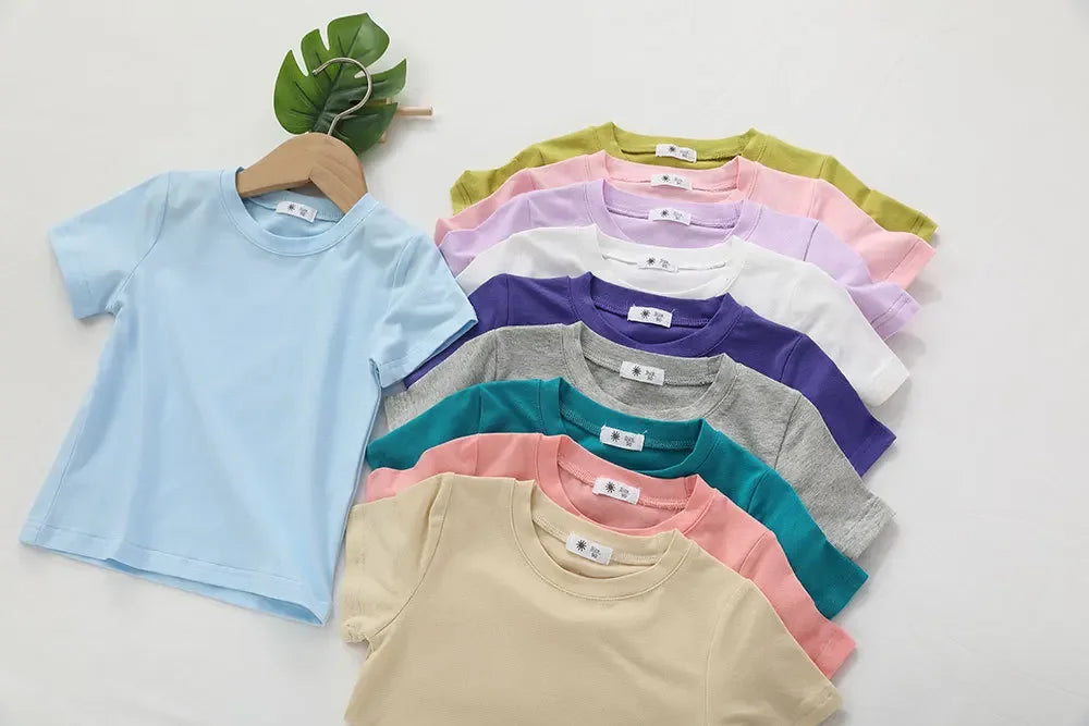 2-7T Toddler Kid Tshirt Summer Cotton Baby Boy Girls Clothes Short Sleeve Tee Top Casual Infant T Shirt Childrens Outfit