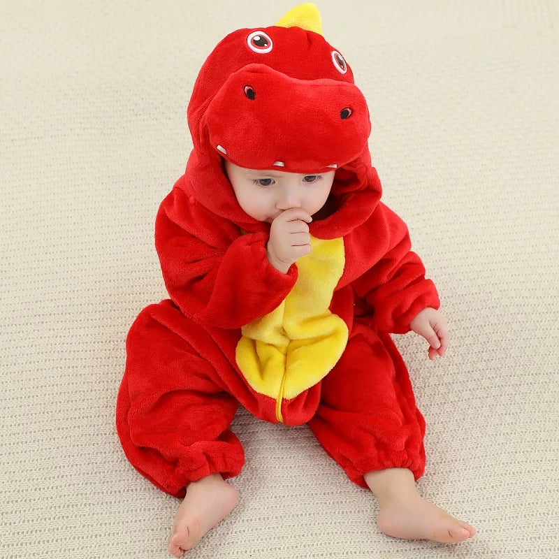 MICHLEY NEW Halloween Blue Dragon Baby Rompers Winter Costume Clothes Cartoon Jumpsuit Bodysuits Overall For Girl Boy Bebe 2-36M