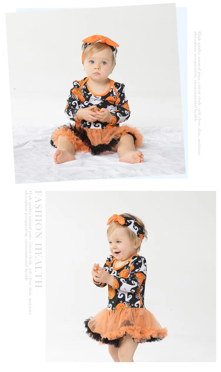 0-24M Baby Girl Boy Costume Pumpkin Clothes Newborn Romper Infant Tutu Dress Outfit Cosplay Bodysuit Toddler Halloween Clothes