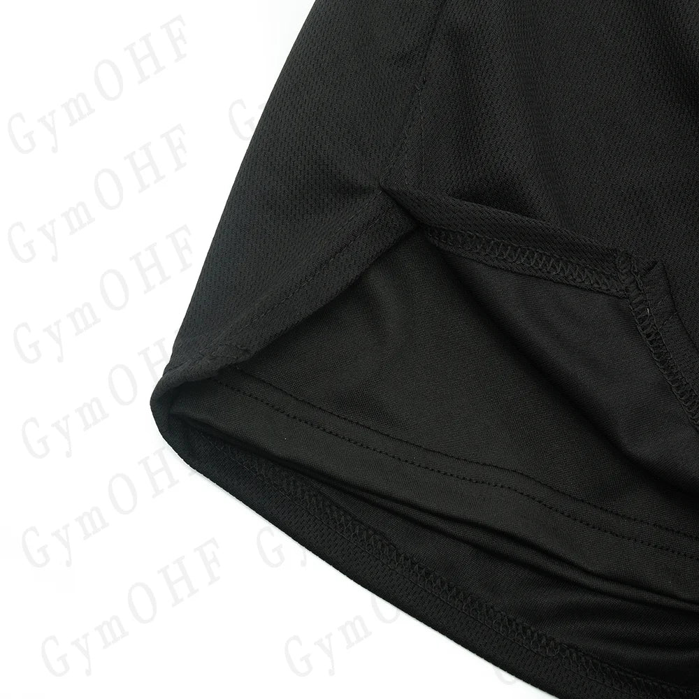 Anime Compression Shorts Men T Shirt Summer Sportswear Gym Jogging Training Workout Male Fitness Sport 2 In 1 Shorts Quick Dry