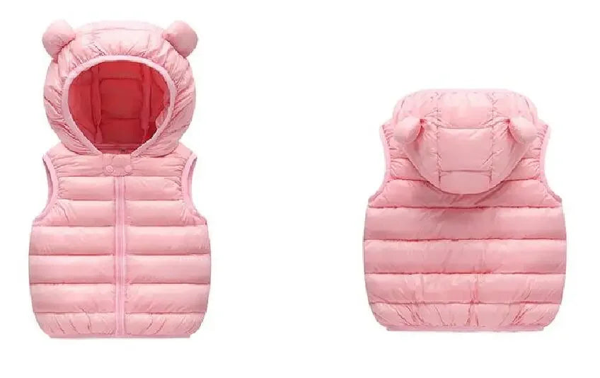 Autumn Children Warm Down Vest Baby Cotton Waistcoat Kids Outerwear Vest Children Clothing Boys Girls Hooded Jackets Vest