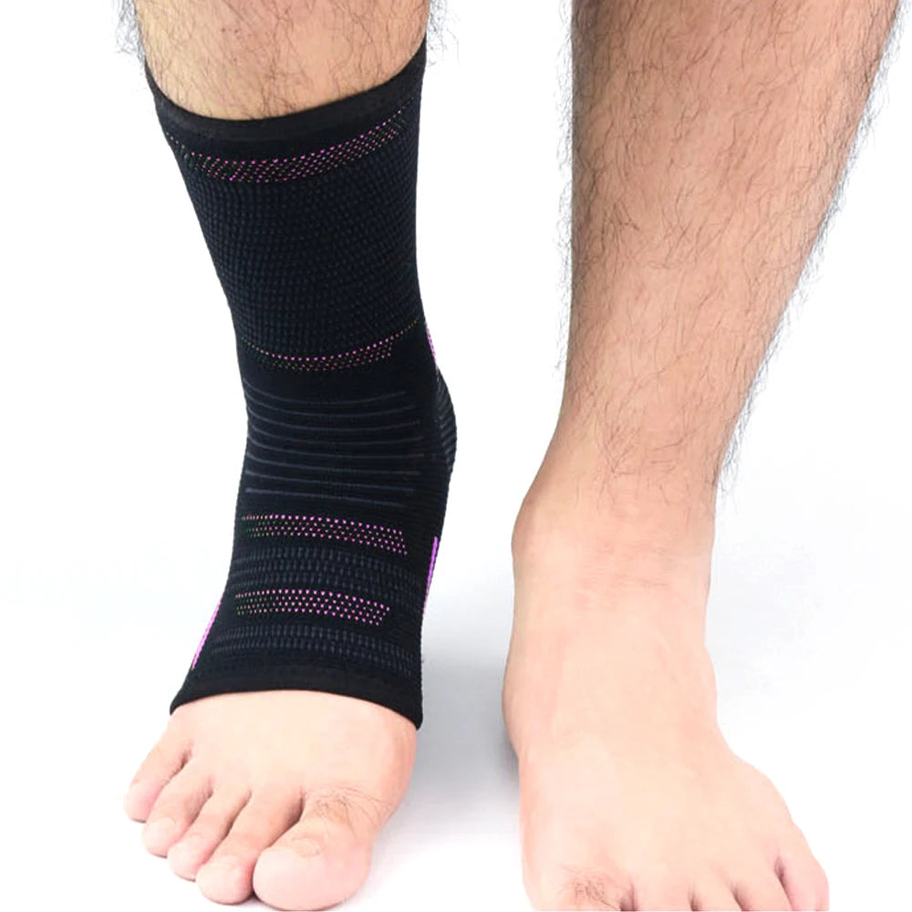 1Pcs Ankle Compression Sleeve for Women/Men,Ankle Brace with Silicone Gel, Toeless Compression Sock for Arch & Heel Pain Relief
