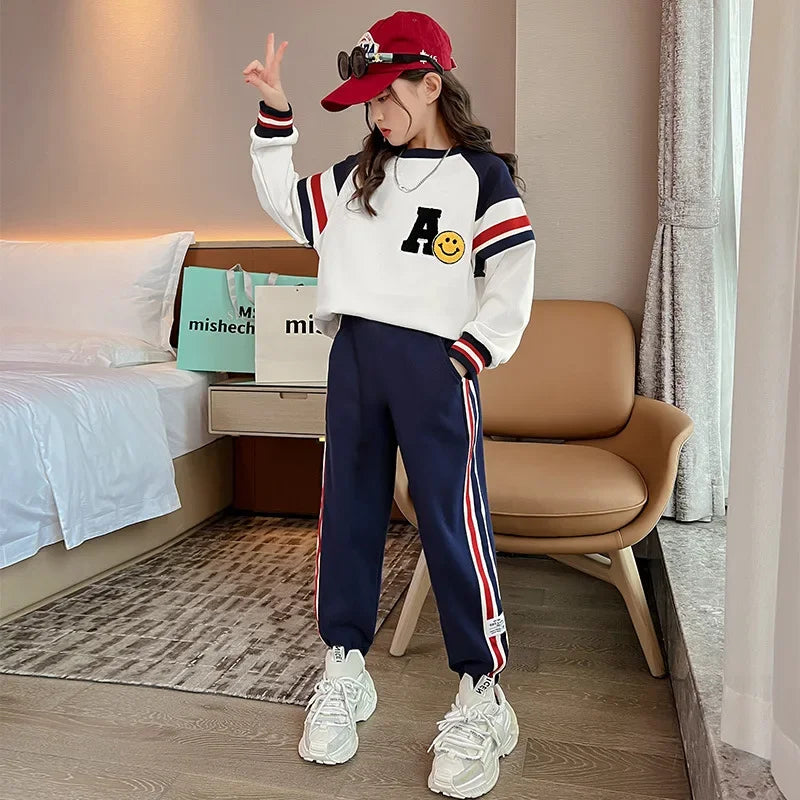 Stylish Children's Spring Suit 2024 New Arrival Sporty Two-piece Set For Girls Autumn Season Clothes Popular Among Kids