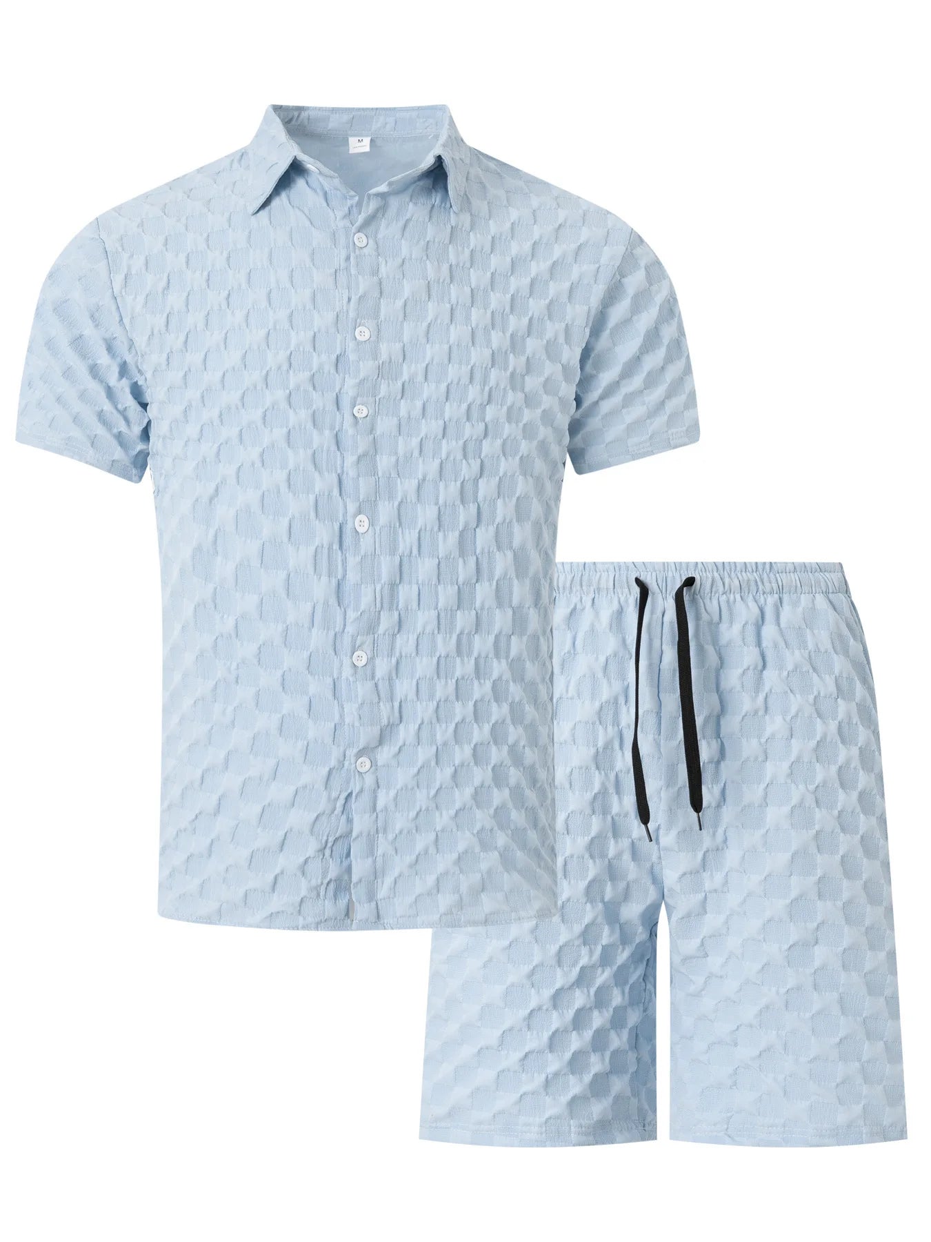2025 Europe and America new summer men's loose fashion solid color casual mix short sleeve T-shirt shorts suit