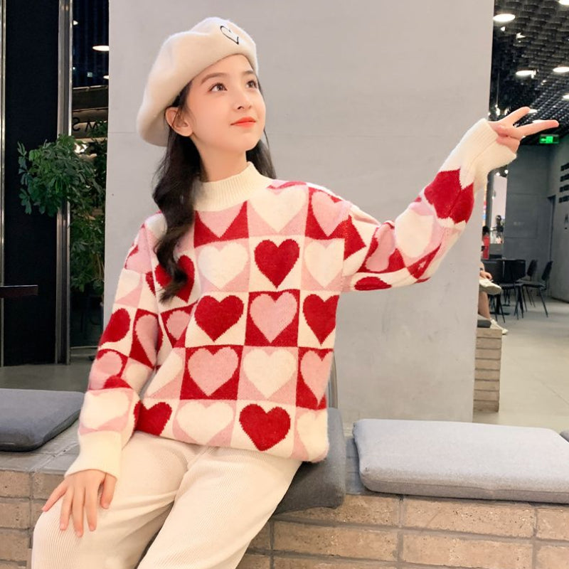Girls Sweater Thickened Autumn Winter New Children's Fashion Knitted Top Christmas Winter Clothes for Girls 4 10 12 14 Years Old