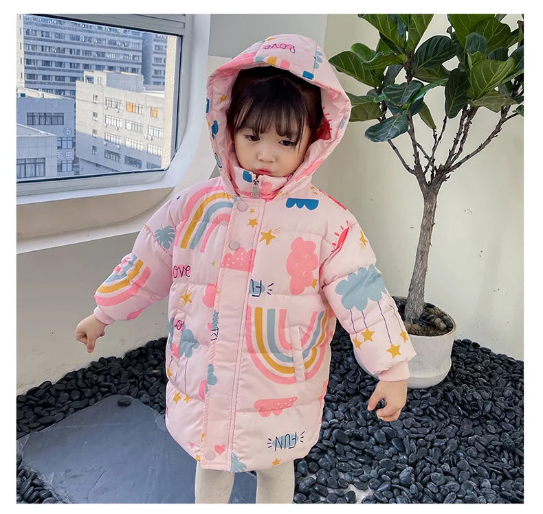 New Girls Boys Down Jacket Winter Coats Children Clothes Hooded Windbreaker Coat For Kids 2-7 Years Cotton Warm Outerwear Kids