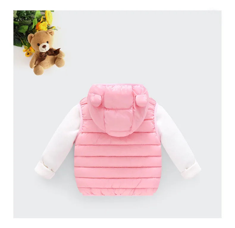 Baby Boys Girl Warm Down Vest Toddler Cotton Waistcoat Children Autumn and Winter Clothes Kids Hooded Jackets 1-6 Years Old