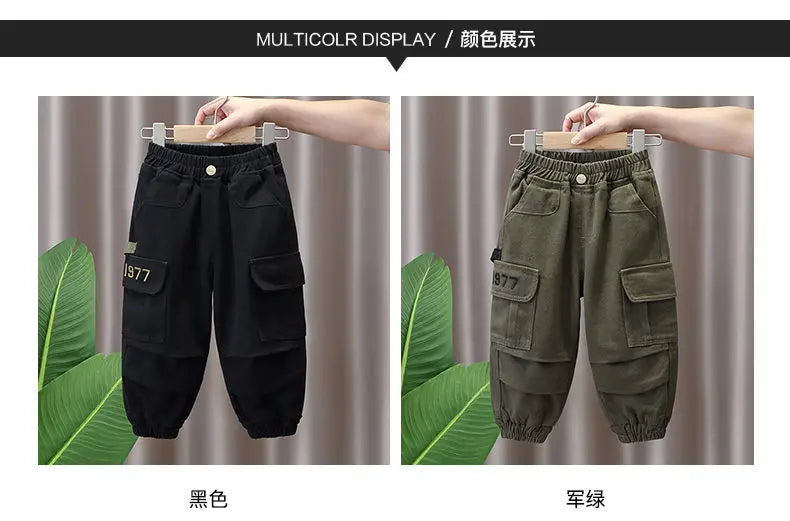 Spring and Autumn Kids Boys Pants 2023 New style Children's Handsome Cargo pants Cotton Boys Baby Casual Pants