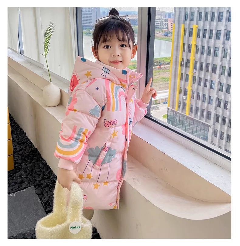 New Girls Boys Down Jacket Winter Coats Children Clothes Hooded Windbreaker Coat For Kids 2-7 Years Cotton Warm Outerwear Kids