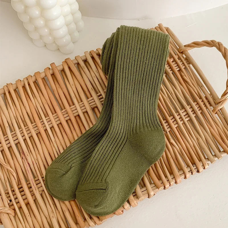 Baby Boys Girls School Student Uniform Pantyhose Pants Striped Leggings Tights Solid Stretch Kids Children Knitting Trousers