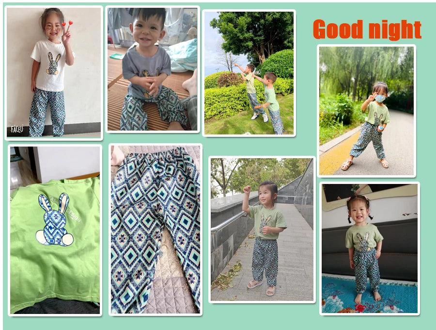 Girl Clothing Set Mother Kids Clothes Children's Sets New Summer Boys Girls Cotton T-shirt Baby 2pcs Short Sleeves Trousers Suit