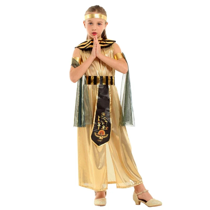 Umorden Halloween Costumes Boy Girl Ancient Egypt Egyptian Pharaoh Cleopatra Prince Princess Costume for Children Kids Cosplay