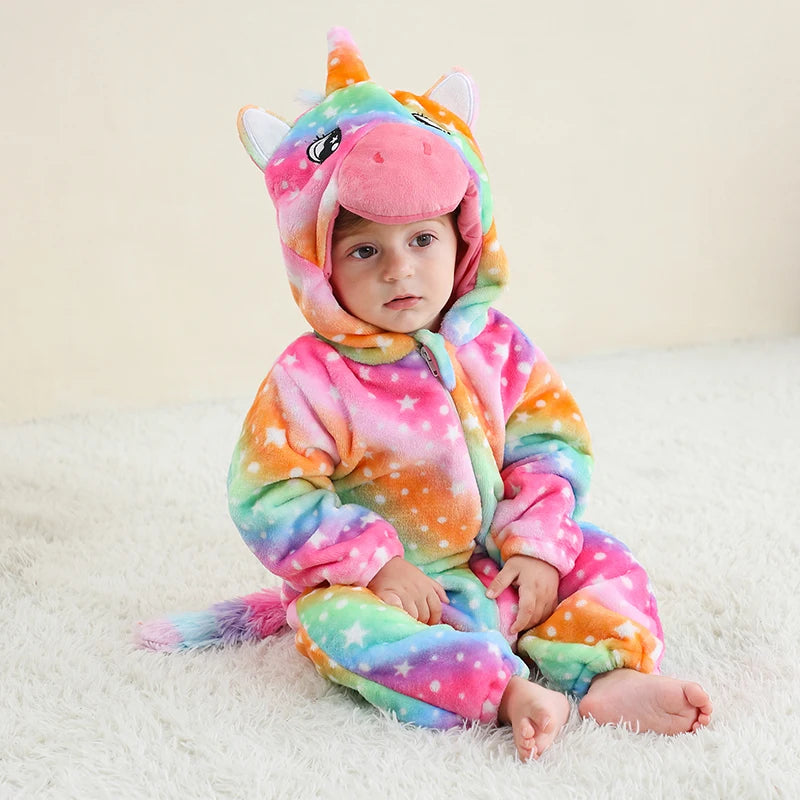 MICHLEY NEW Halloween Blue Dragon Baby Rompers Winter Costume Clothes Cartoon Jumpsuit Bodysuits Overall For Girl Boy Bebe 2-36M