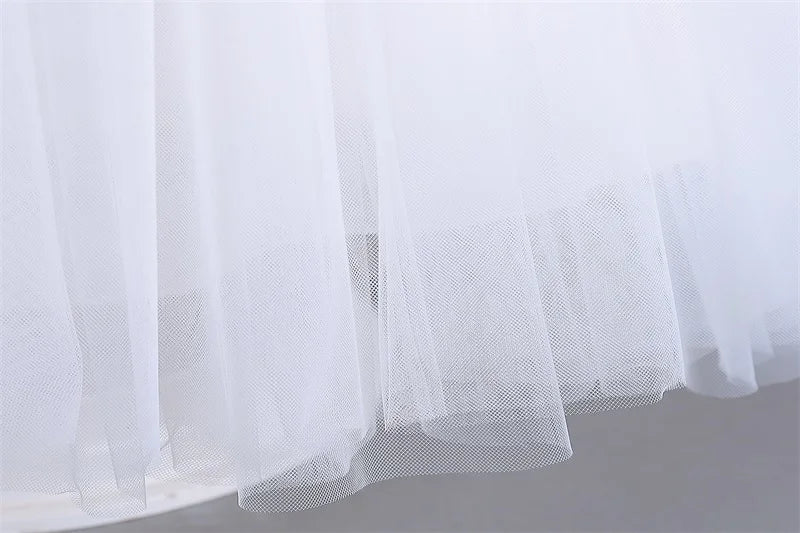 Girls White Cake Layers Dresses Kids Pull Sleeve Elegant Party Wedding Birthday Tutu Princess Vestidos Children Summer Clothes