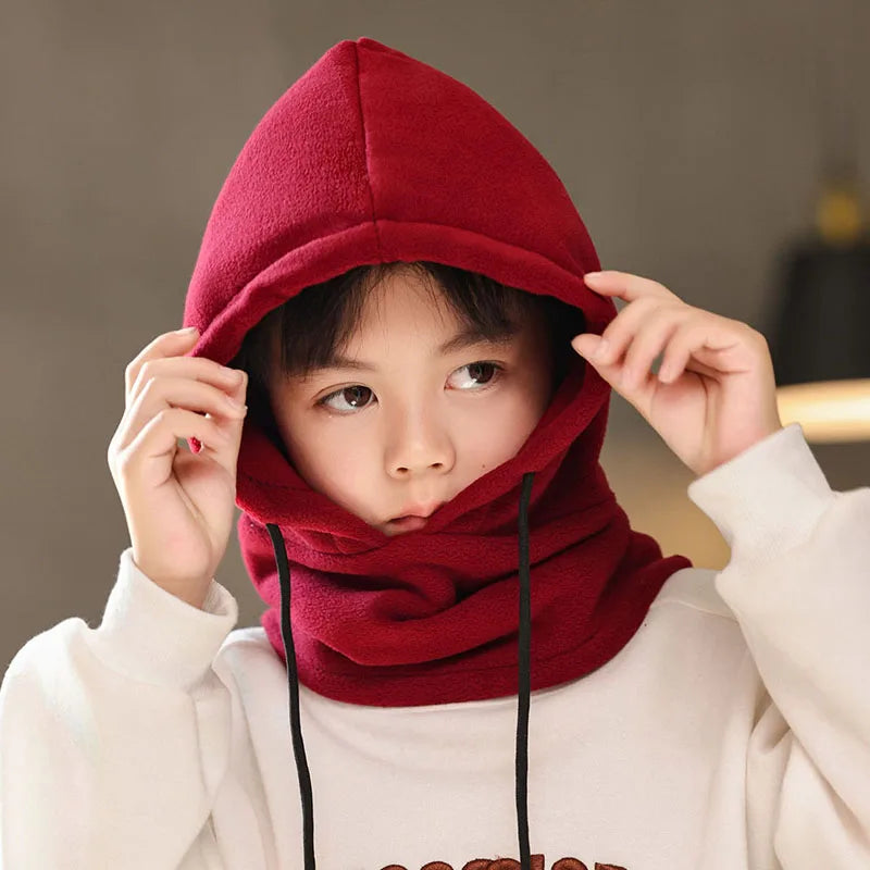 Lamb Fleece Children Headgear Cold Proof Kids Scarf Cap Thick Plush Winter Warm Bomber Hat 3-8year Baby Cycling Face Mask Beanie