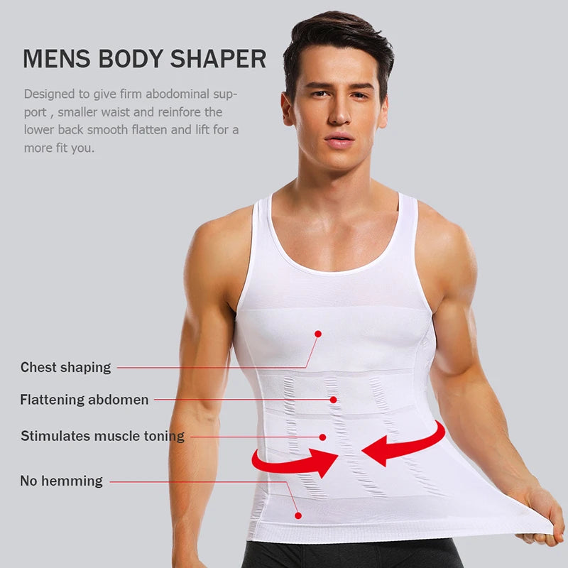 Men Slimming Body Shaper Vest Shirt Abs Abdomen Slim Gym Workout Corset Tummy Control Compression Tank Top Sleeveless Shapewear