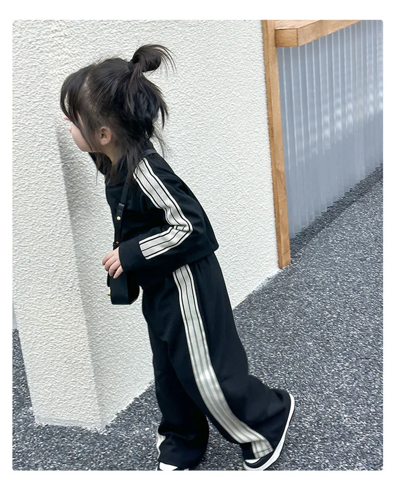 Girls Fashion Sets 2024 New Spring Autumn Sports Casual Suits Kids Long-sleeved Jacket+Pants 2Pcs Outfits Children Trend Clothes