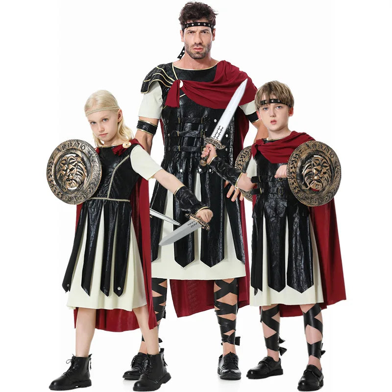 Sparda Soldier Cosplay Costume Halloween Family Set Festival Outfit Fancy Roman Gladiators Playsuit For Adult Kid Carnival Party