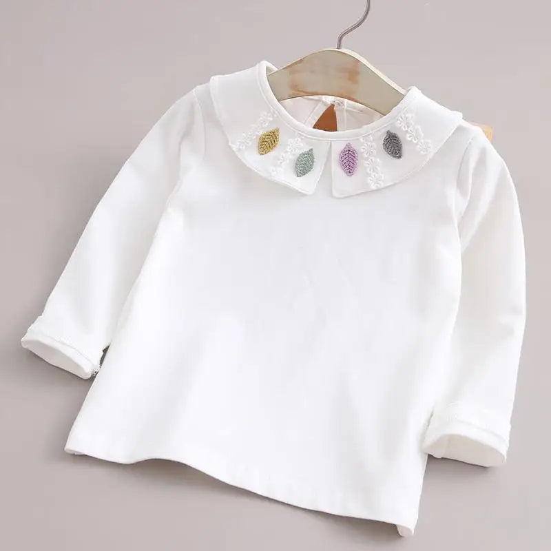 Children's Shirts School Girls White Tops Long Sleeve Lace Shirts Kids Shirt Baby Toddler Teen Casual Children Clothes