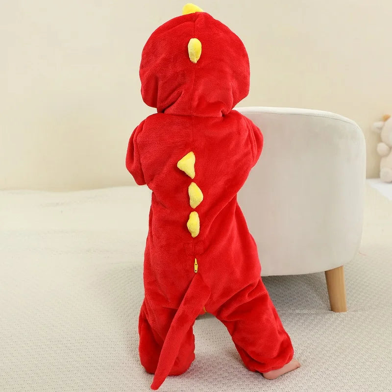 MICHLEY NEW Halloween Blue Dragon Baby Rompers Winter Costume Clothes Cartoon Jumpsuit Bodysuits Overall For Girl Boy Bebe 2-36M