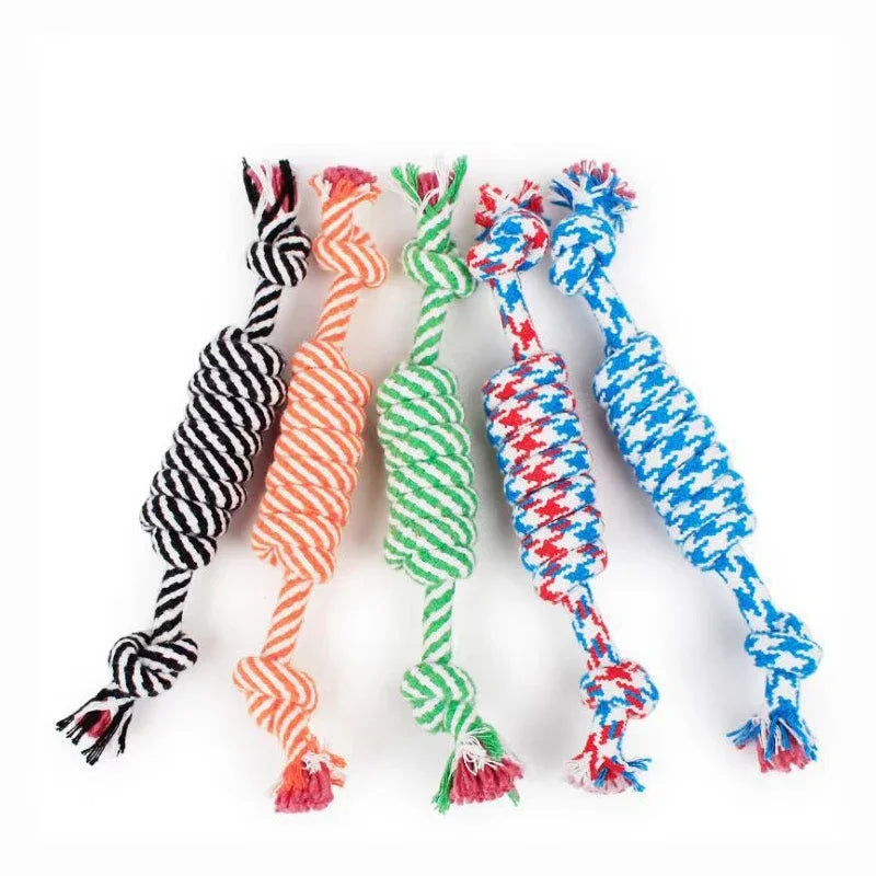 Dog Toy Carrot Knot Rope Ball Cotton Rope Dumbbell Puppy Cleaning Teeth Chew Toy Durable Braided Bite Resistant Pet Supplies
