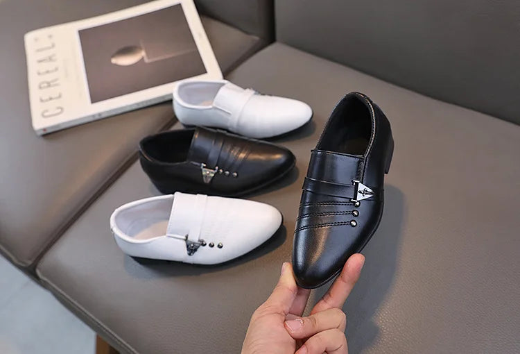 Children's Leather Shoes for Boys Toddler Kids Party Wedding Formal Performance Shoes School All-match Black White Loafers Shoes