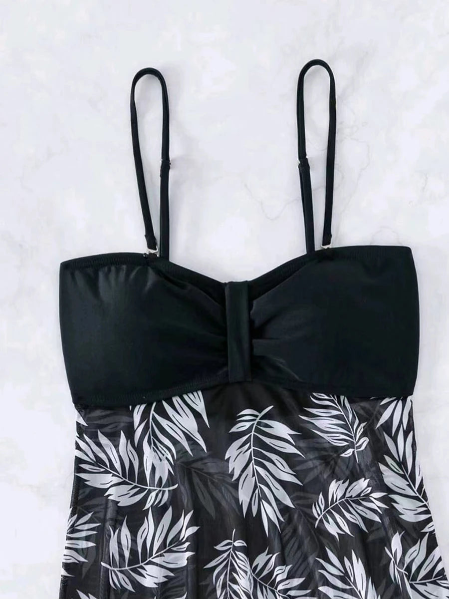 2025 Short Dress Tankini With Shorts Swimsuit Women Swimwear Female Padded Printed Bathing Swim Suit Swimming Beachwear Summer