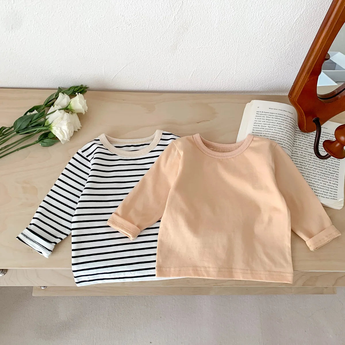 Infant Newborn Girls Boys Autumn Full Sleeve Striped Top Tees Kids Baby Casual Bottoming Shirts Toddler T-shirts Cotton Clothing
