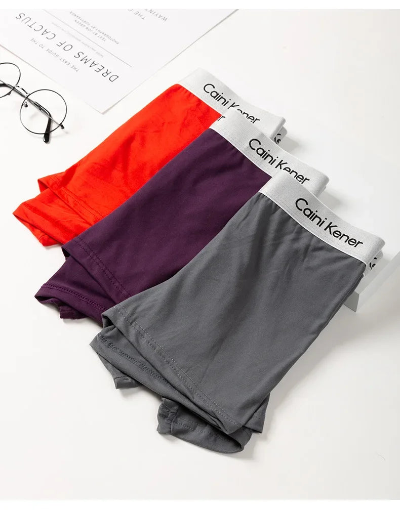 4Pcs/Lot Men's Underwear Fashion Boxer Solid Color Sexy Men's Boxer Shorts Comfortable Breathable Hip Lift Underwear for Men