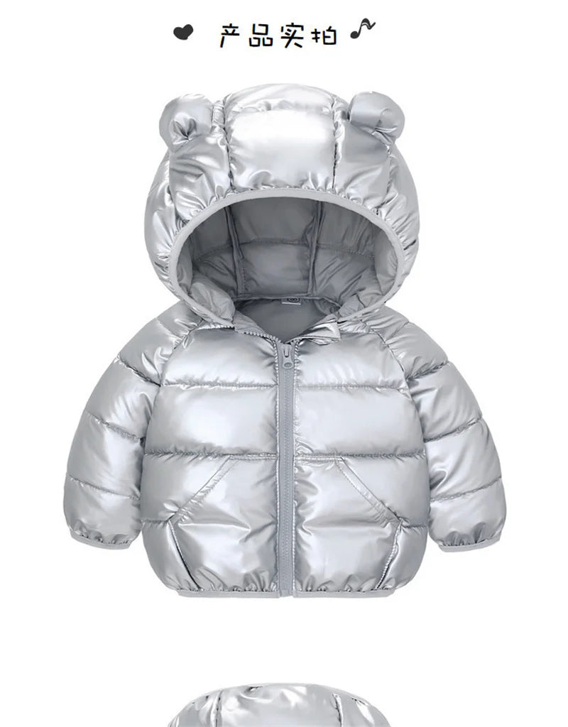 Autumn Winter Baby Girls Boys Jacket Children Cute Ears Hooded Down Coat Toddler Long Sleeve Clothes Kids Windproof Outerwear
