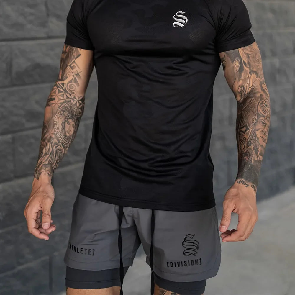 NEW 2 IN 1 Sport Running Casual Breathable Shorts Men Double-deck Jogging Quick Dry GYM Shorts Fitness Workout Men Shorts