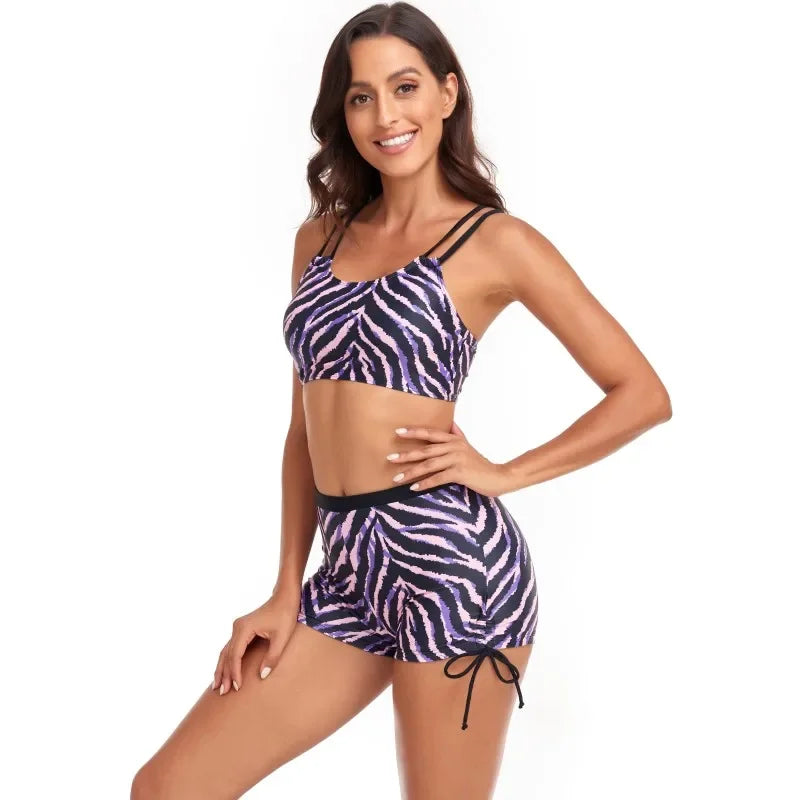 VYLYNK Women Tankini Set Sweet and Chic Printed Two-Piece Bikini Swimsuit for Summer Stylish Ladies Swimwear in Set of 2 Pieces